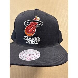 Miami Heat Hat Cap‎ Black Mitchell & Ness Original Fit Snap Back NBA Basketball